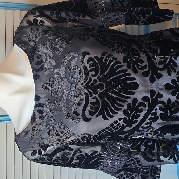 Eliza J Black Velvet Damask Pattern Dress - Picture 3 of 14